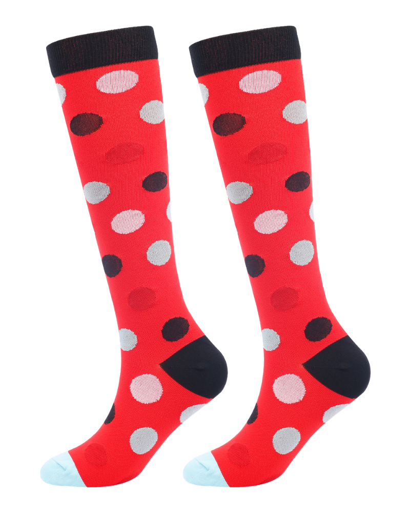 Knee-High Compression Socks - Red Polka