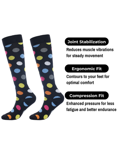 Knee-High Compression Socks - Vibrant Polka
